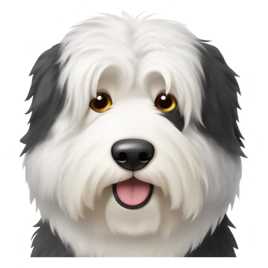 Old English sheepdog with a face that’s half black and half white sticker