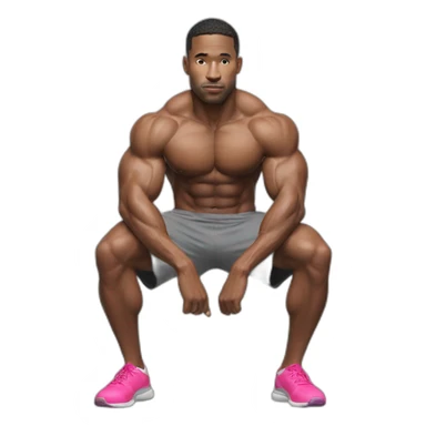 hyper-realistic fitness model squatting sticker
