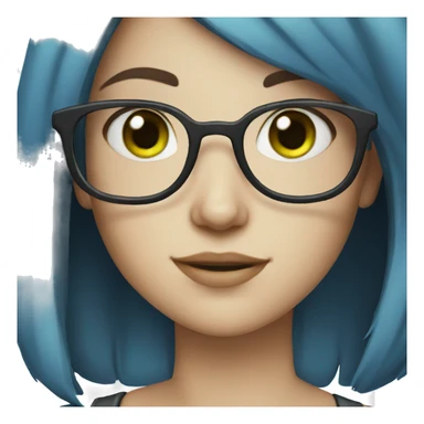 girl with blue hair and glasses and green eyes sticker