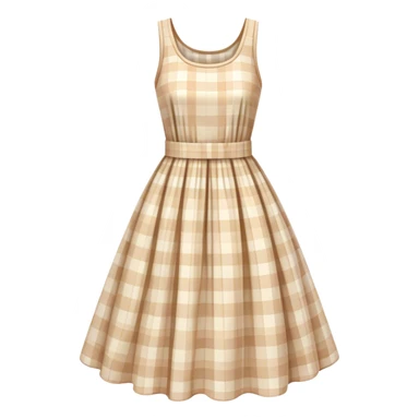 pastel beige plaid spring dress floating in the air sticker