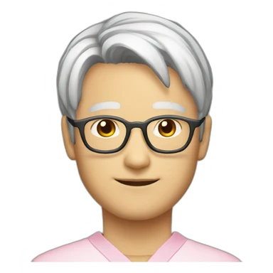 red-spectacle-pinkhair-middleage-man-japanese sticker