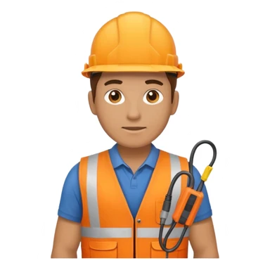 Electrician + cable coil + orange vest, Repair Crew. sticker