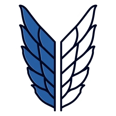 Wings of Freedom logo from Attack on Titan, overlapping blue and white wings, Survey Corps emblem sticker