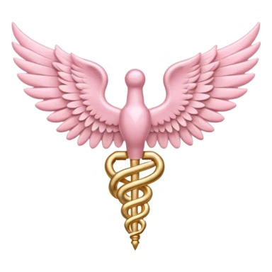 caduceus symbol, soft pastel pink, iOS emoji style, variation 1 sticker