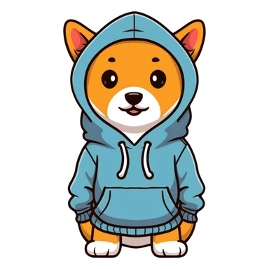 Dog wearing a hoodie sticker