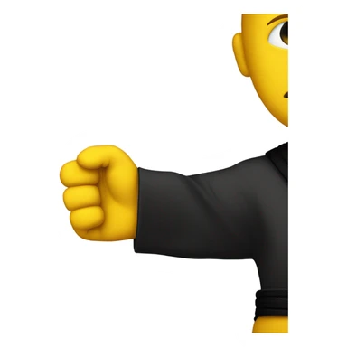 Yellow hand holding a black belt sticker