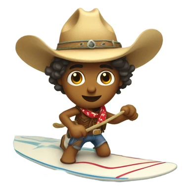 Surfing cowboy sticker