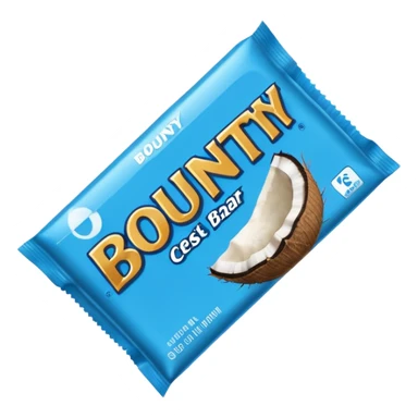 "Draw a Bounty bar in its blue wrapper with white coconut logo." sticker