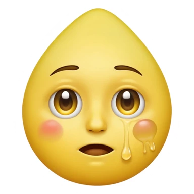 human-like yellow emoji face with a normal round head, one big teardrop falling from the eye, large white tissue gently wiping the tear, clean apple emoji style, white background sticker