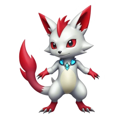 Cute Cool Edgy Shiny Futuristic Ethereal Legendary Digimon-Sneasel-Zangoose-hybrid full body sticker