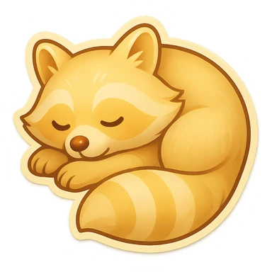 Very Light Blonde raccoon sleeping 2d digital art semi realistic original character  sticker