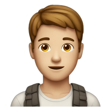 A blank Boy with short brown hair and freckles on his face sticker