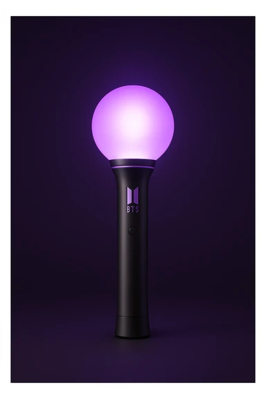 BTS nightstick, K-pop lightstick, sleek and modern design, purple accents, glowing, minimal background sticker
