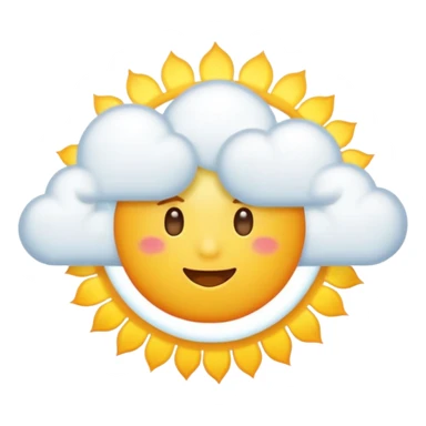 cloud with sun rays emerging from behind, vibrant emoji style sticker