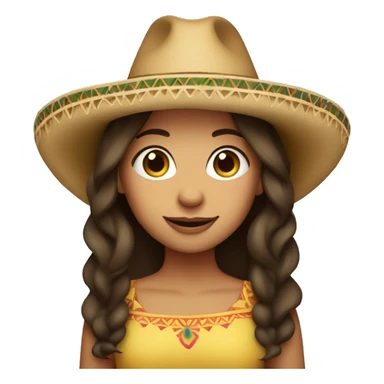Burnette hair girl with fair skin wearing a sombrero  sticker