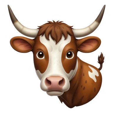Brown and white longhorn cow  sticker