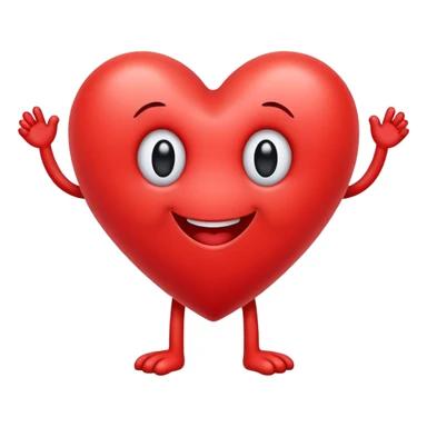 Red heart with 2 legs and 2 tiny black eyes smiling but not with teeth  sticker