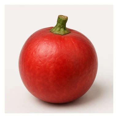 realistic red round Stenocereus fruit without spikes with a small green stem isolated sticker