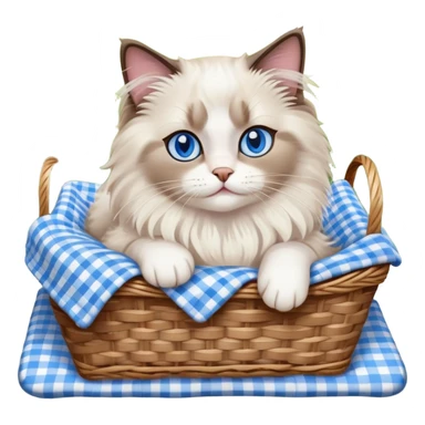Ragdoll cat on a picnic  sticker