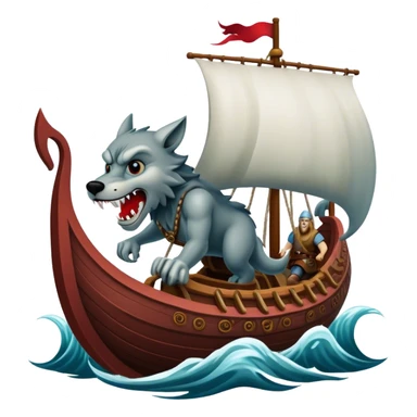 Viking ship with wolf ba sticker
