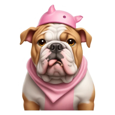 bulldog wearing pig costume sticker
