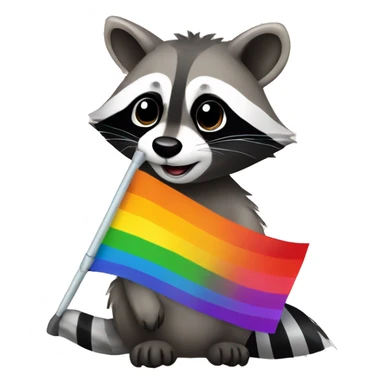 Raccoon with a rainbow flag sticker