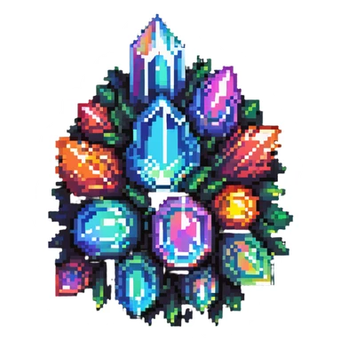 rainbow crystal cluster with multiple points and iridescent shine sticker