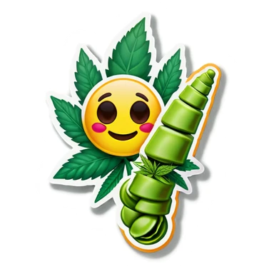 Emoji rolling up weed sticker