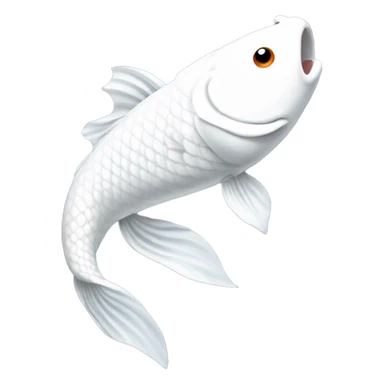 The face forward of an All white koi fish with long flowing fins sticker