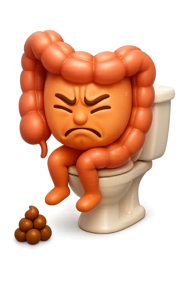 SU QUESTO STILE FAI UN EMOJI STILE IPHONE 3D DI UN INTESTINO CHE sta seduto sul wc e davanti ha una montagnetta di feci a palline stile emoji iphone, FAGLI UN ESPRESSIONE di dolore mentre si sforza E FALLO MOLTO REALISTICO IN 3D sticker