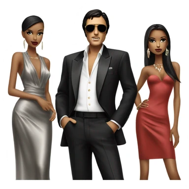 Tony Montana with 3 stylish models sticker