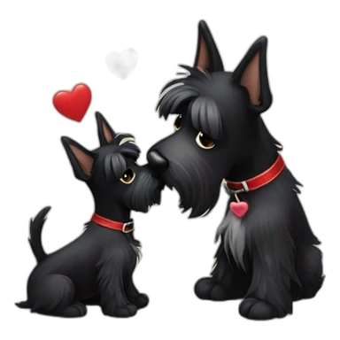 Senior Two black Scottish terrier kissing sticker