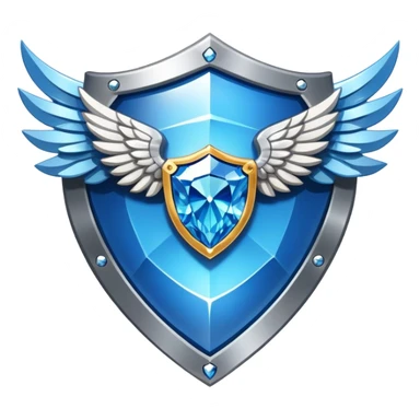 Shield with large wings and a big blue diamond in the center and VIP label sticker