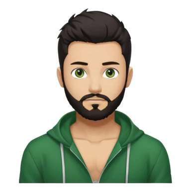 Man with a short full beard, Styled hair, Best looking man in the planet, onepiece style dark hair, green eyes, more anime style more maskulin  sticker