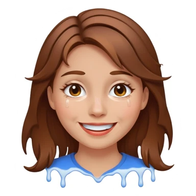 Brown Hair Woman , white paint , drip, face, happy sticker