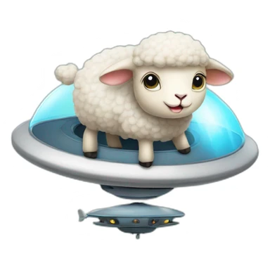 baby sheep riding on a UFO sticker