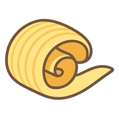 flat toon style butter curl, minimal shading sticker