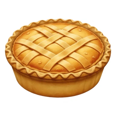 round baked pie, golden crust with subtle top pattern sticker