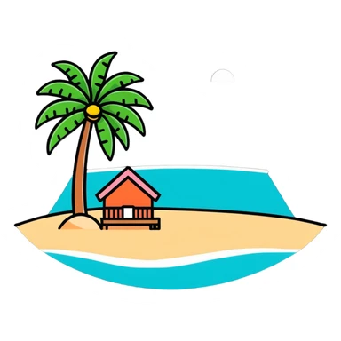 island paradise with beach and ocean sticker