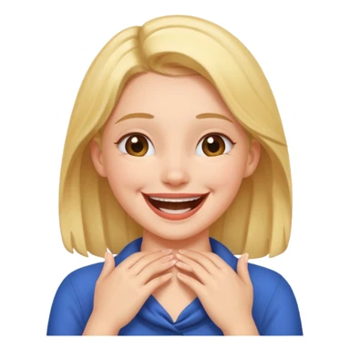 A girl with her hands around her neck laughing  sticker