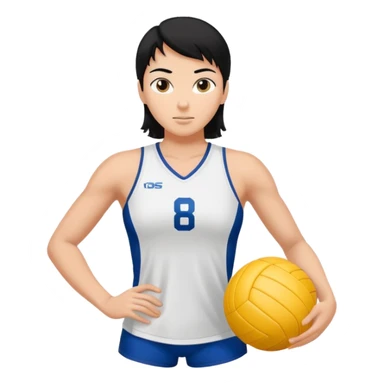 Uma atleta de voleibol branca de cabelo preto, esperando a bola  sticker