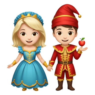 crie uma imagem com duas crianças fantasiadas brincando, um menino e uma menina sticker