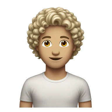 White boy with medium length curly hair sticker