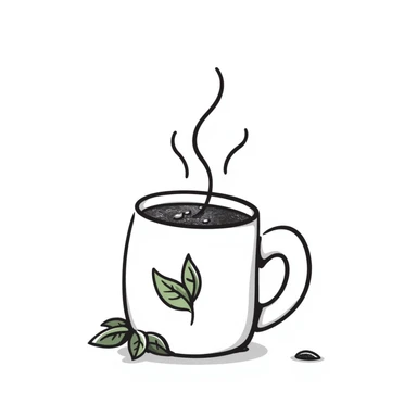 green tea hand drawn doodle style sticker