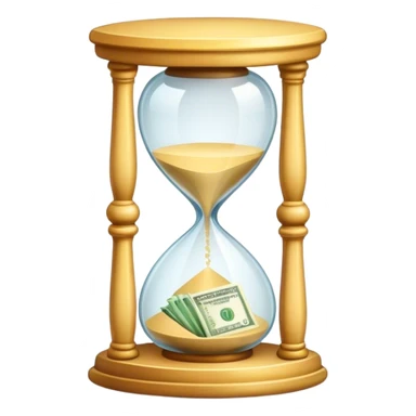 Sandglass with banknotes sticker