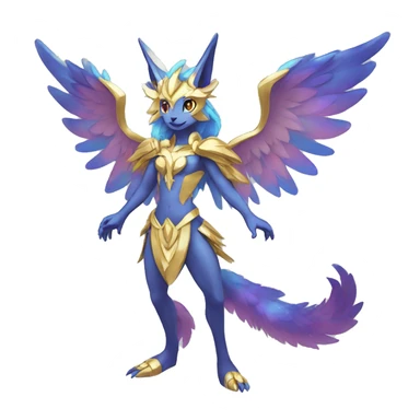 Anthro Sona Colorful Godly Celestial Shiny Fakemon Full Body sticker