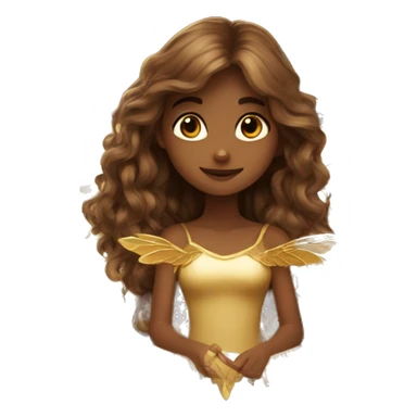 big wings, Beautiful, fairy, gold, brown, long hair sticker