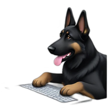Black german shepherd working at the computer sticker