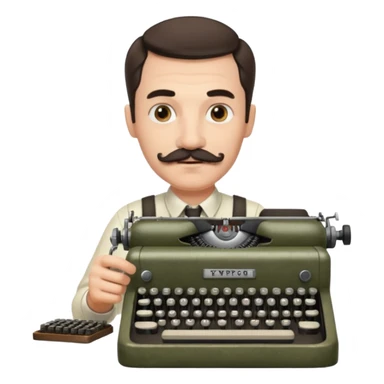 moustache man with vintage typewriter sticker