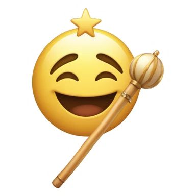 a happy emoticon holding a magic wand sticker
